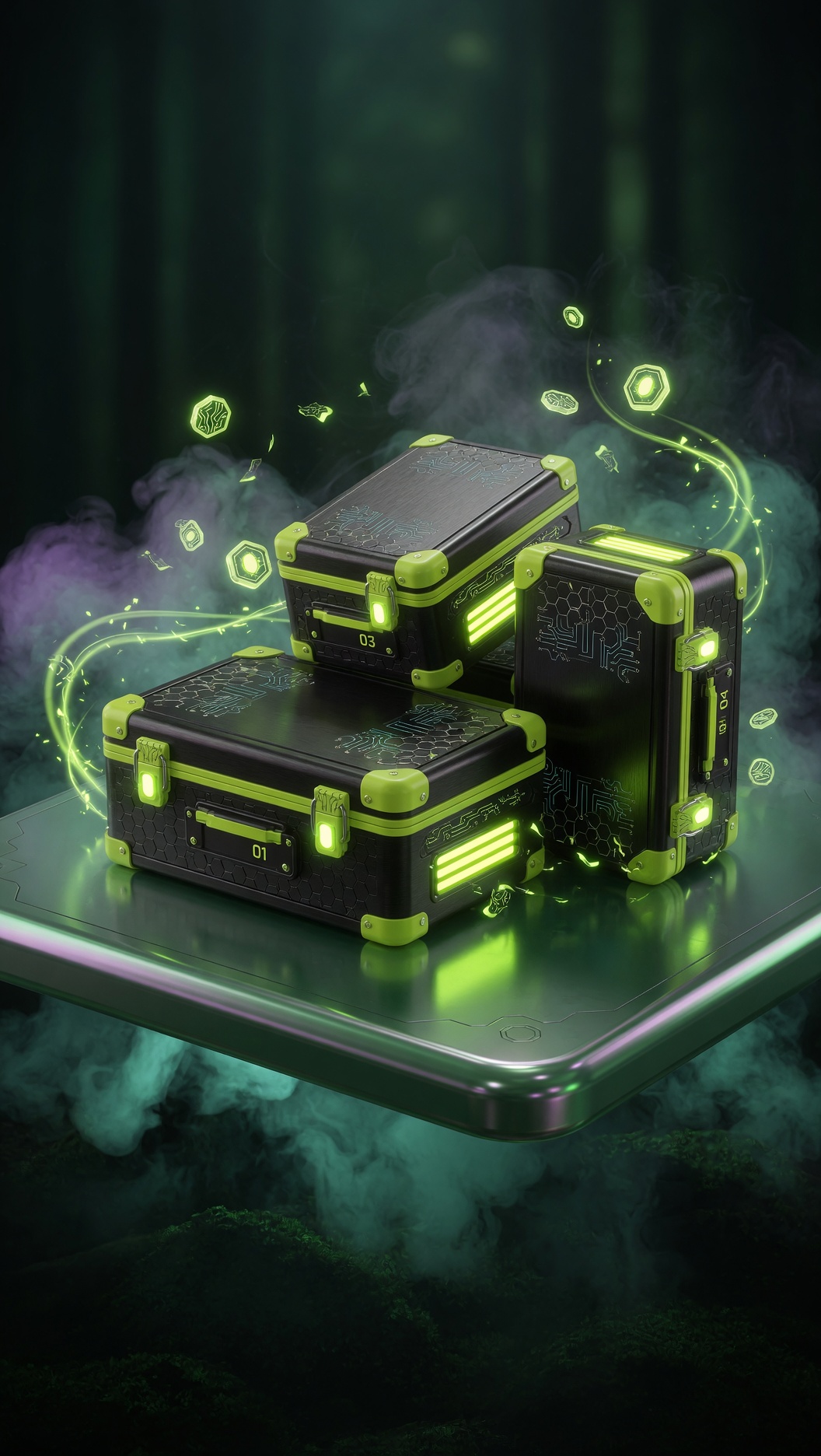 Stack vertical das 4 caixas Founder Gamin PLUS